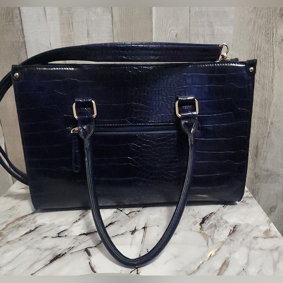 Elegant Blue Purple Crocodile-Embossed Handbag - Picture 4 of 5